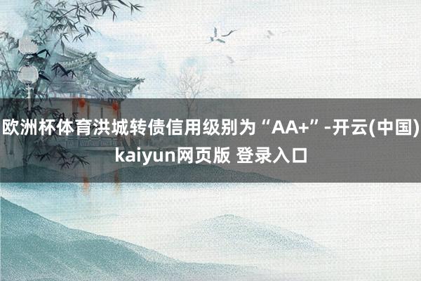 欧洲杯体育洪城转债信用级别为“AA+”-开云(中国)kaiyun网页版 登录入口