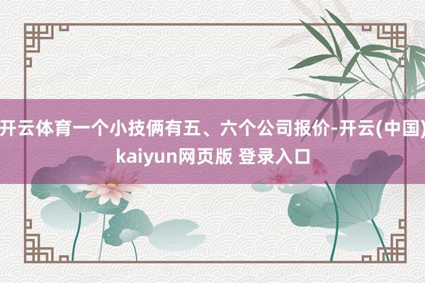 开云体育一个小技俩有五、六个公司报价-开云(中国)kaiyun网页版 登录入口